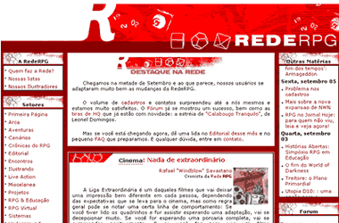 Antigo visual vermelho da RedeRPG.