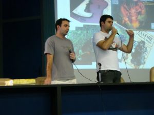 Marcelo Oliveira e Cristiano Cuty em palestra no Encontro de RPG de Viçosa